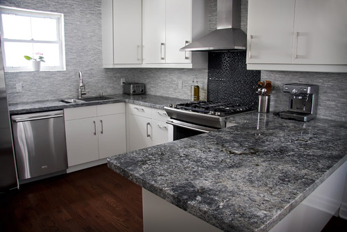 Azul Aran Granite Countertop White Kitchen Ordinary Kitchen Black And Silver Clusters